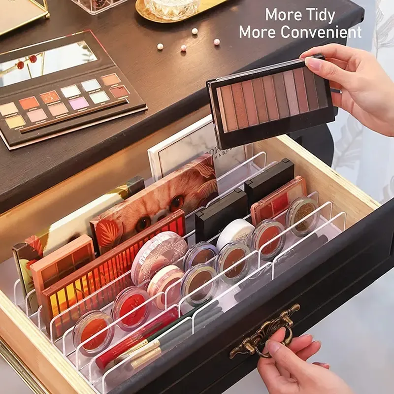 Clarity Bpa-free Plastic Divided Make Up Storage Drawers Transparent Acrylic Cosmetic Holder