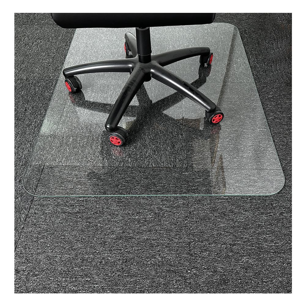 Custom Heavy Duty Tempered Glass Chair Mat Plexiglass Chair Mat for Hard Floor