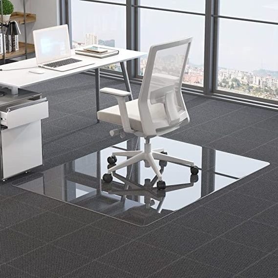 Spot Goods Tempered Glass Chair Mat Chair Office Chair Mat for Carpet Hardwood Floors with High Popularity