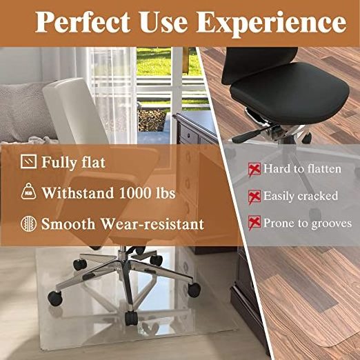 Tempered Glass Chair Mat for Office Home on Carpet Thick Clear Computer Floor Mat