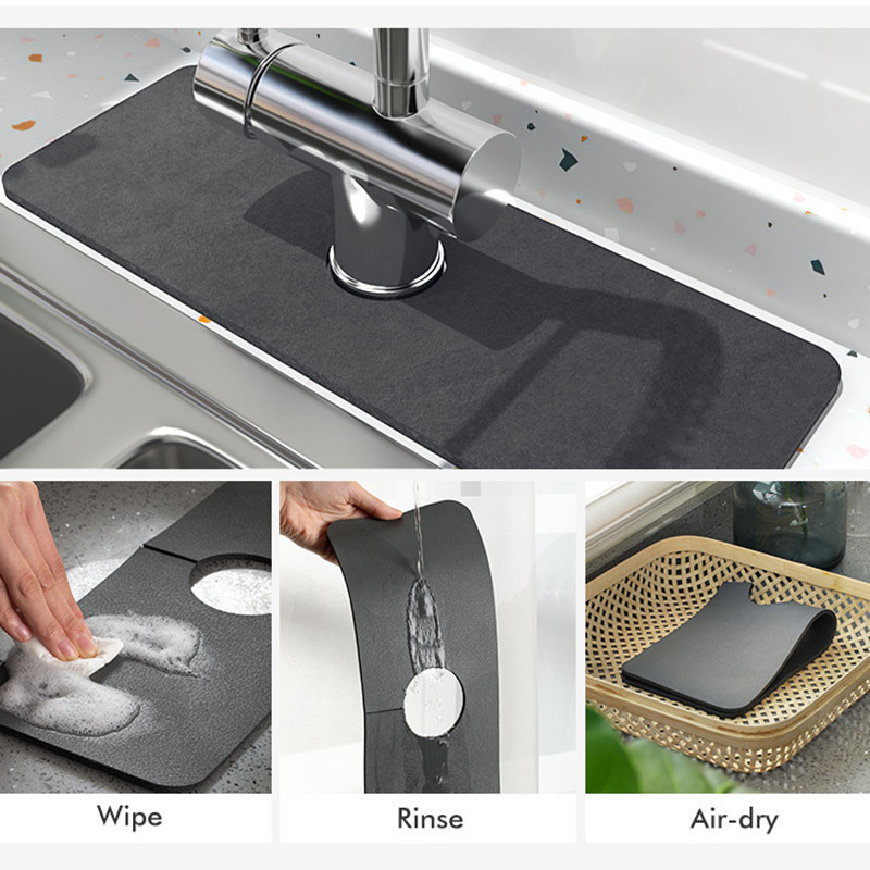 Waterproof Resistant Wholesale Silicone Sink Faucet Splash Guard  Super Absorbent Fast Drying Mat for Kitchen Faucet