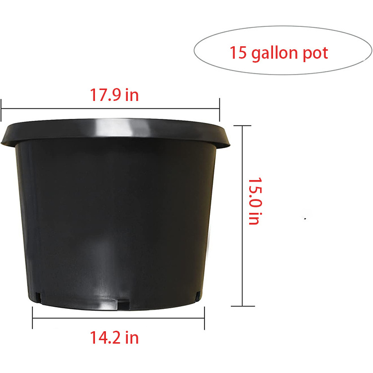 Durable Large Flower Plant Pot Black Plastic Nursery Pots  20  25 Gallon Plastic Flower Pot