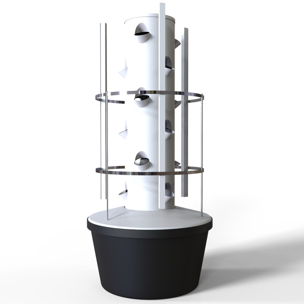 Tower garden vertical farming aeroponics system with lights