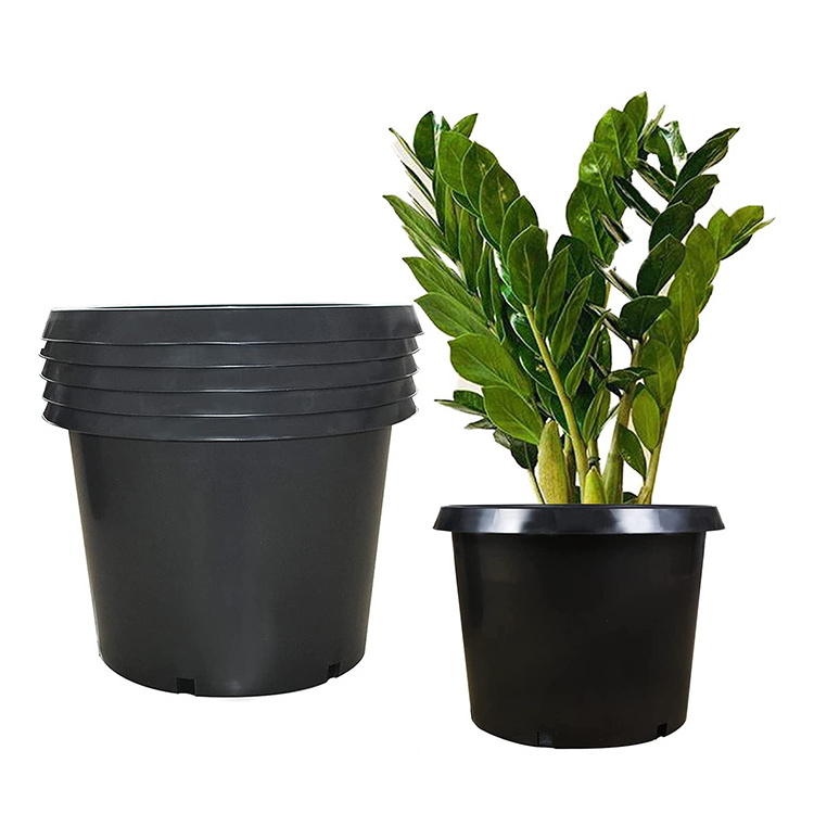 Durable Large Flower Plant Pot Black Plastic Nursery Pots  20  25 Gallon Plastic Flower Pot