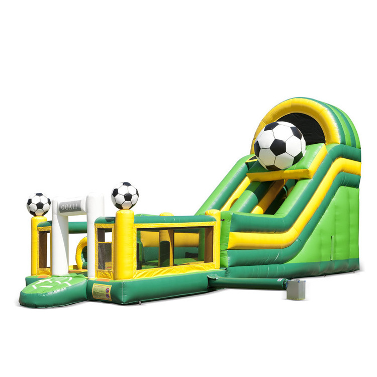 Slip And Football Pitch Water Soccer Inflatable Dry Slide With Bounce House