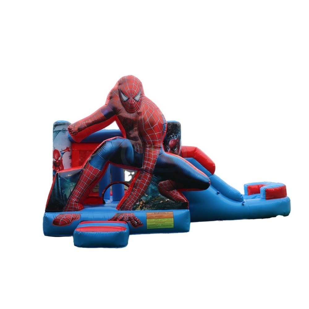 Commercial Inflatable Bouncy Bouncer  Spiderman Spider Man Jumping Water Castle Bounce House With Slide For Kids And A