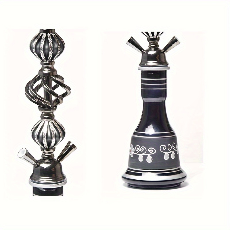 Turkish 2 Hoses Big Hookah Set Double Tube Glass Vase Ceramic Bowl Shisha Hookah