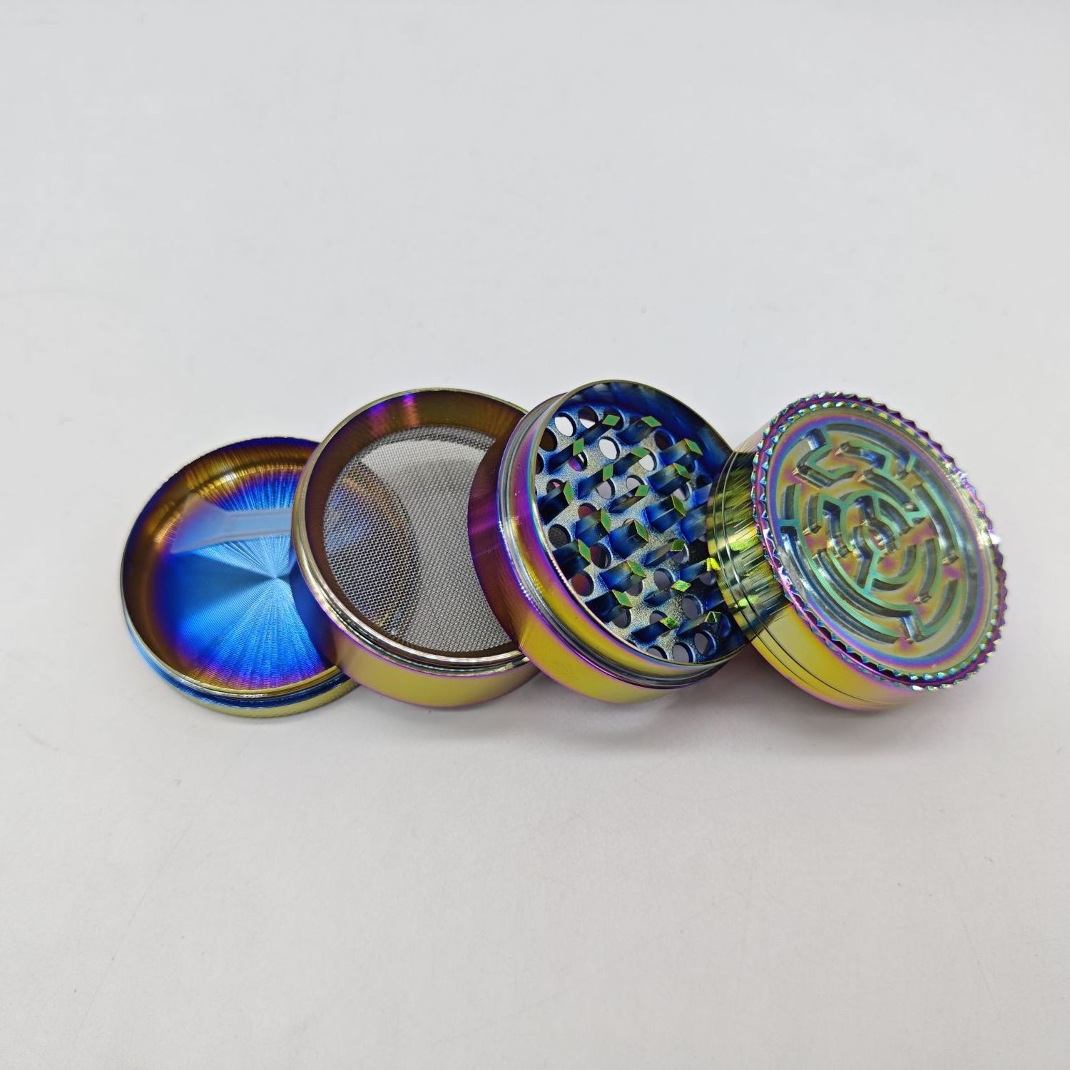 High Quality Dazzle Color 4 Pieces Zinc Alloy Grinder Smoking Moledores Tobacco Crusher Herb Grinder