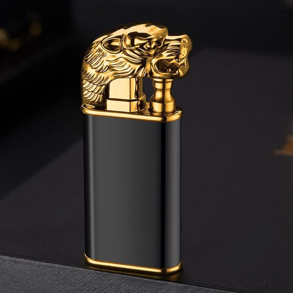 Custom Logo Dragon Head Model Butane Lighter Double Flame Cigarette Torch Arc Lighter