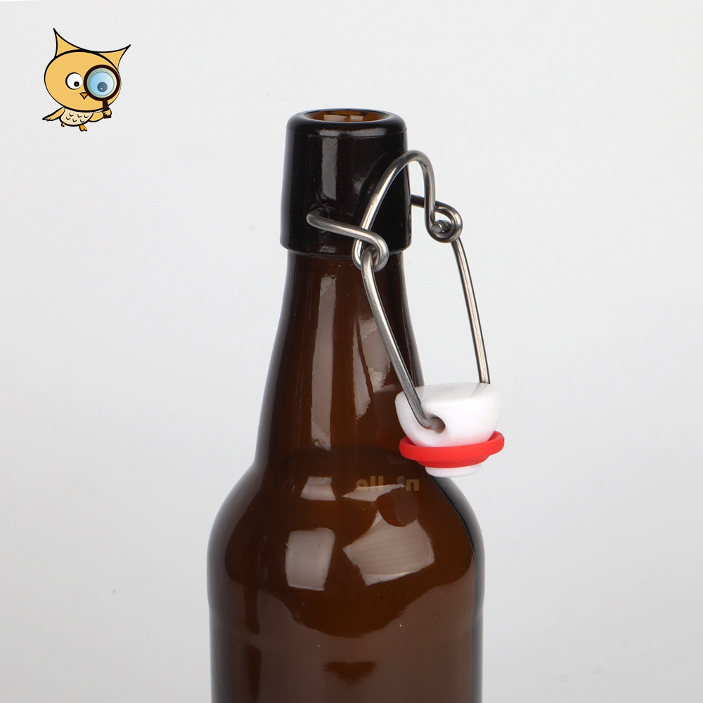 All In Brew Hot Selling Metal Ceramic Flip Swing Top Cap Amber Glass Bottle 1000ml Beer Bottle with Swing Top