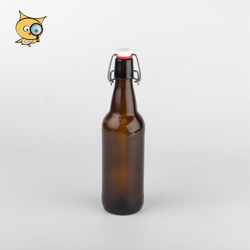 All In Brew Hot Selling Metal Ceramic Flip Swing Top Cap Amber Glass Bottle 1000ml Beer Bottle with Swing Top