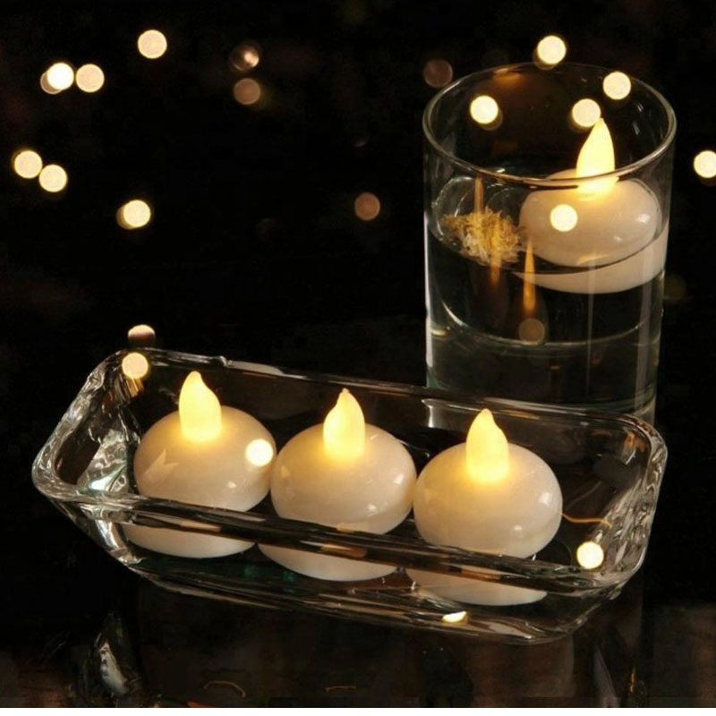 Water Activated Yellow flameless votive  Led  Flicker Floating candle