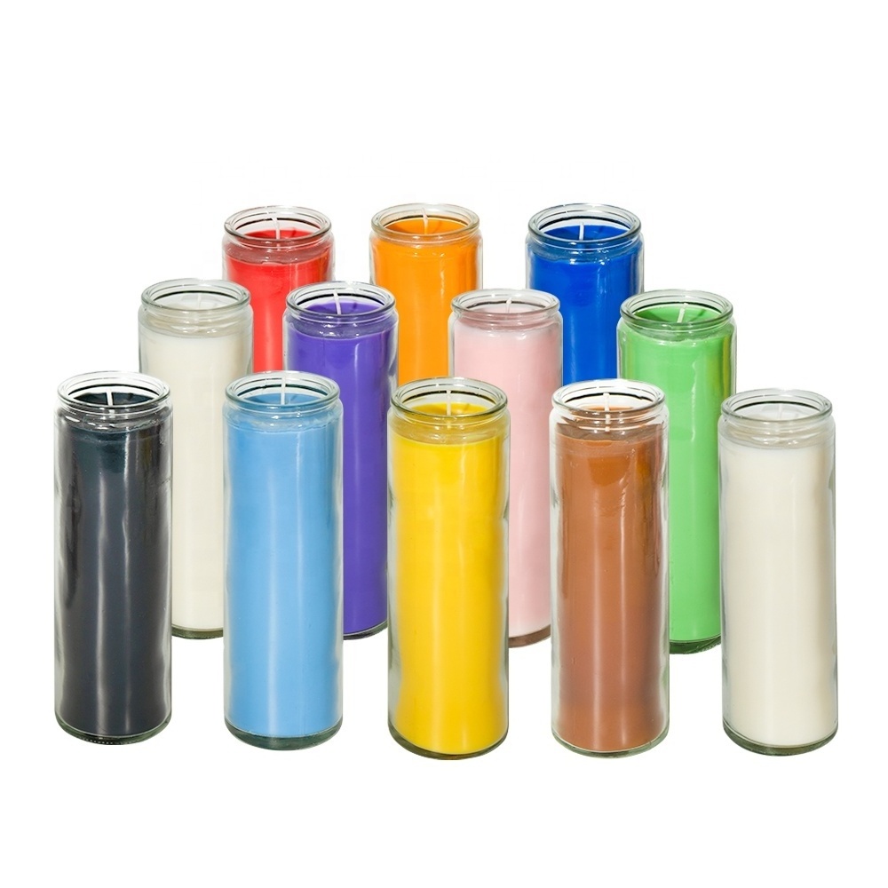 factory direct supply Unscented 7 Days church Prayer Religious 7 Days glass candle with low price