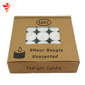 Custom small decorative paraffin wax 50 pack white wedding decoration tealight scented candle/candels