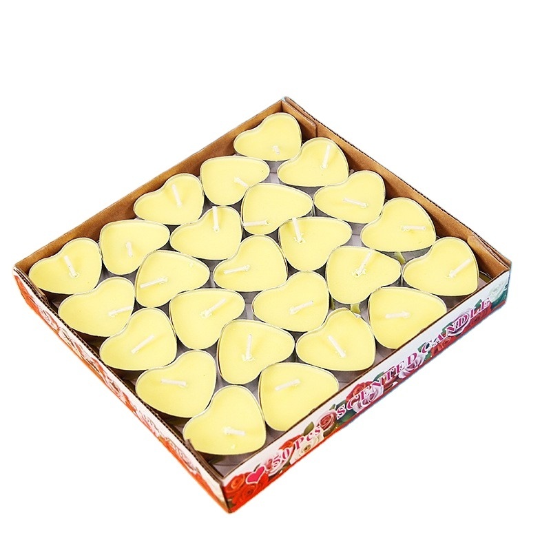 Scented Small Decorative Candle Smokeless Heart Shaped Red Tealight 50 Pack Candle For Wedding Decoration