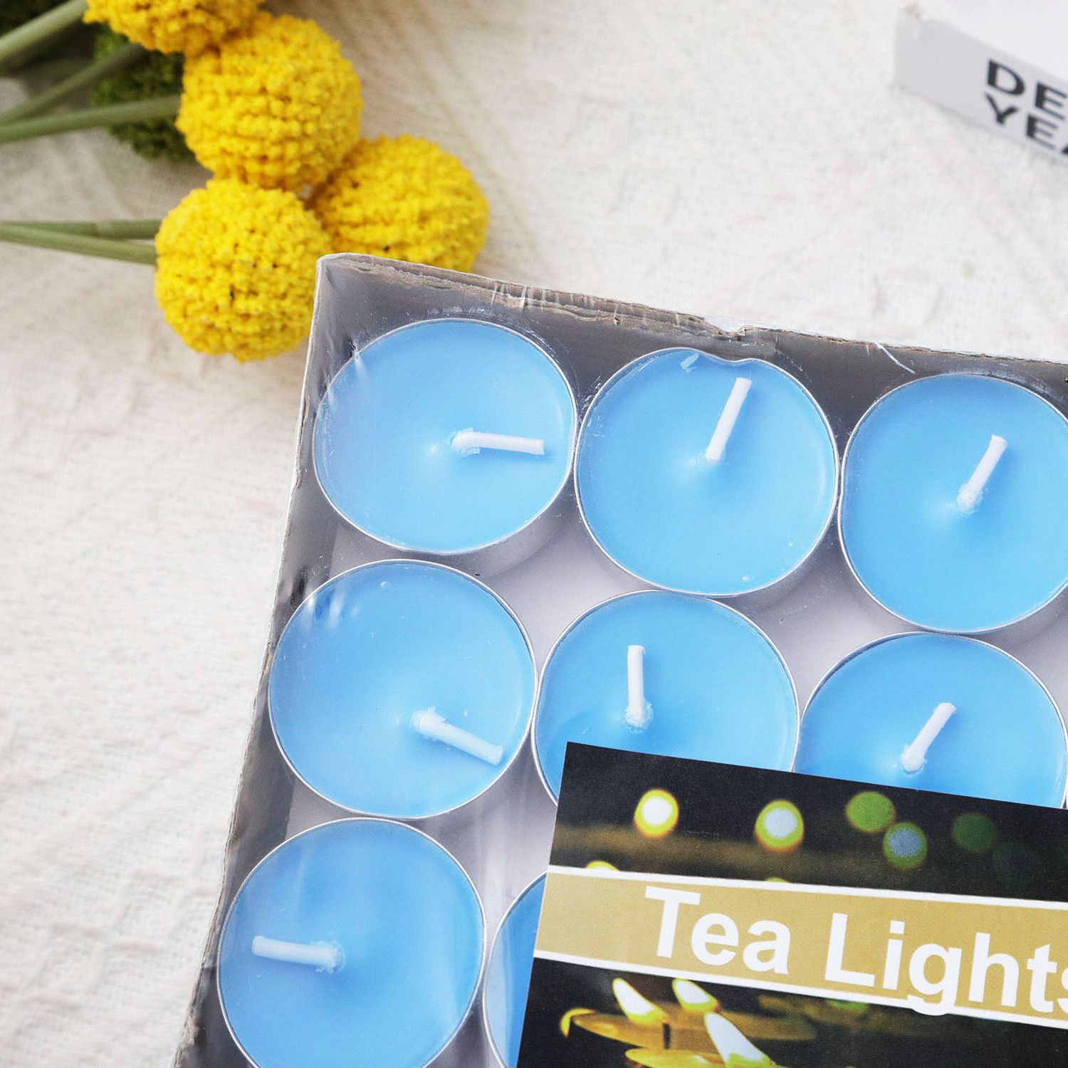 Wholesale Candles White Blue Pink Red Purple Yellow 100pcs Standard Packaging Smokeless Tea Candle Lights Unscented Home Decor