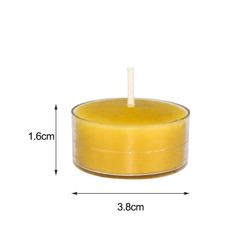 Wholesale beeswax tealight candles 1.6*3.8cm 4 hrs burning time