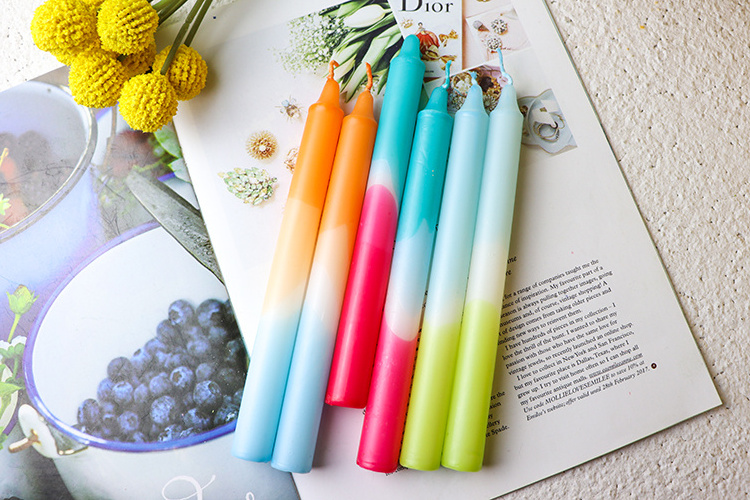 Wholesale handmade colorful neon dip dye Multicolor candles in the set