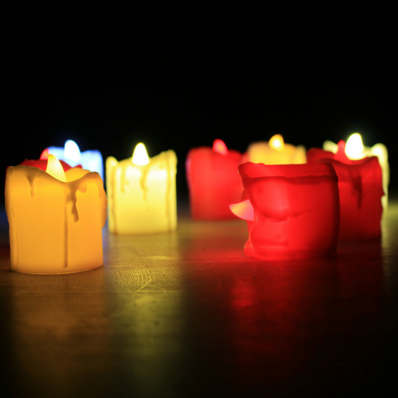 Flickering LED Tealight Candles/Battery Operated Flameless Candles/Dripping Wax LED Tea Lights