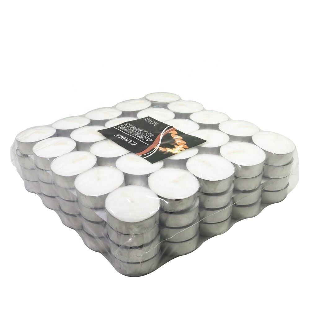 Pack of 100 Tea Canldle AOYIN Tealight Candle Aluminum Box Tea Light Wax Candle