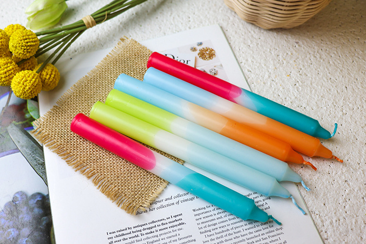 Wholesale handmade colorful neon dip dye Multicolor candles in the set