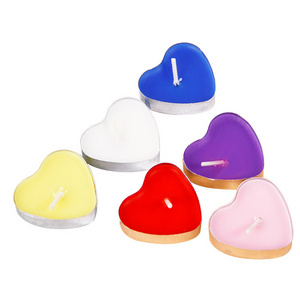 China supplier colorful heart shape tealight candle for wedding