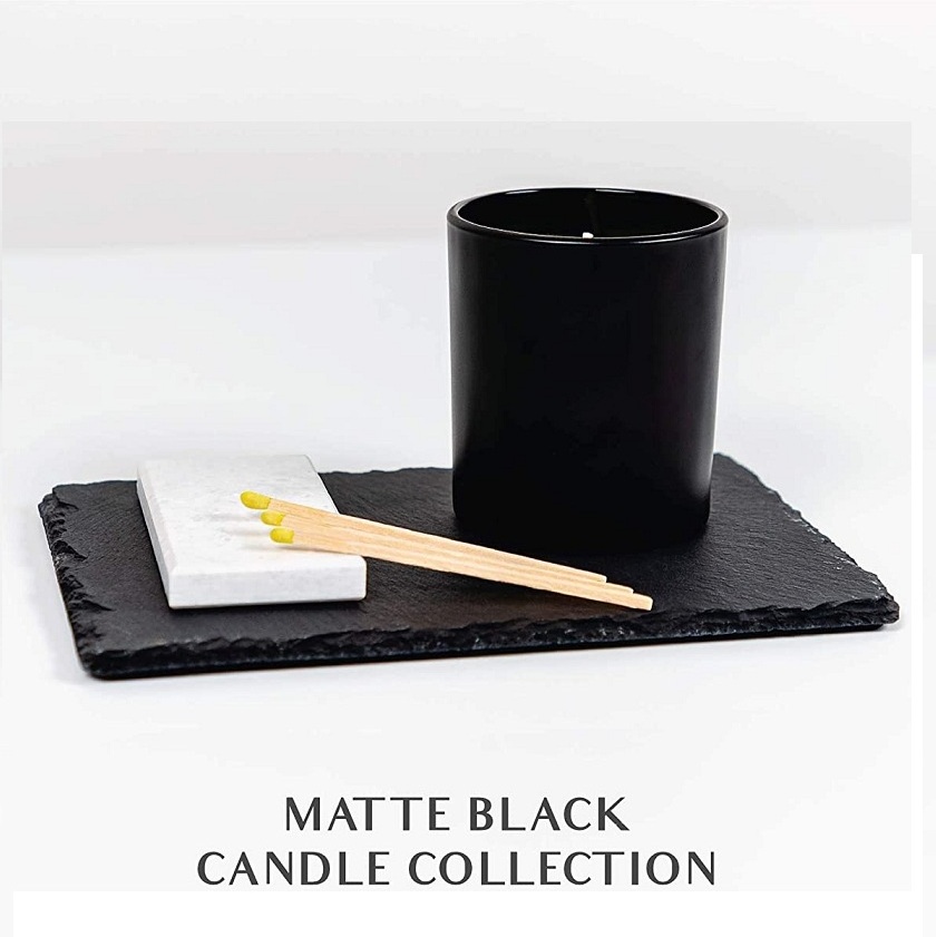 Home decor unscented matte black jar candle with soy wax