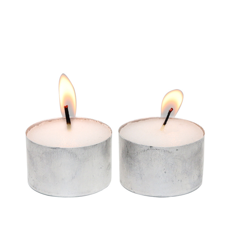 8 hours Unscented white coloured aluminum tea light candle 100 pcs 23g