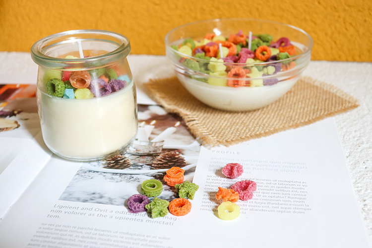 2023 Wholesale Price Cheap Fragrance Candle Funny Scented Cereal Candle  With Spoon Handmade Soy Cereal Bowl Candle