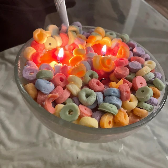 2023 Wholesale Price Cheap Fragrance Candle Funny Scented Cereal Candle  With Spoon Handmade Soy Cereal Bowl Candle