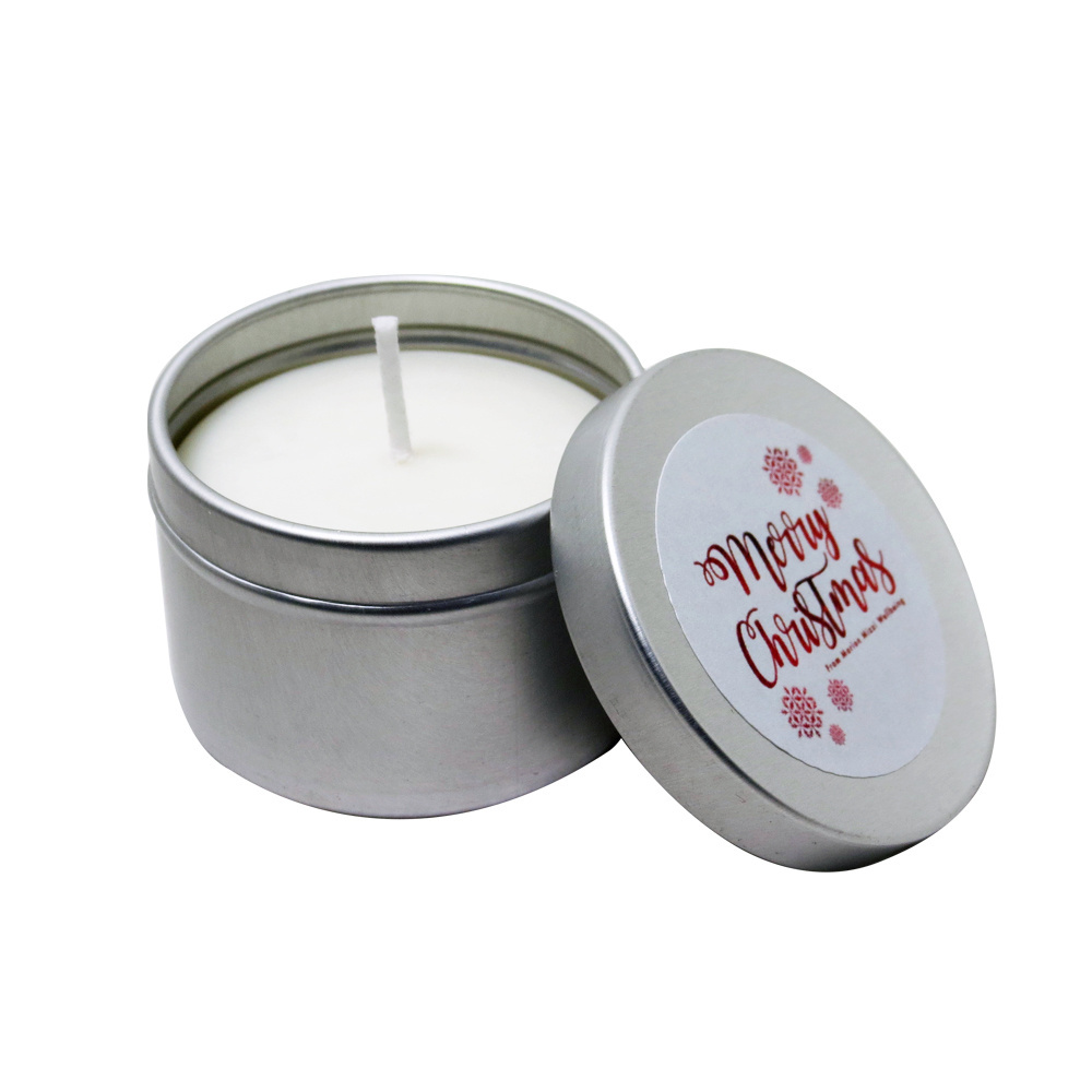 Vanilla Scented Candle Tins with Lids long lasting soy wax candles