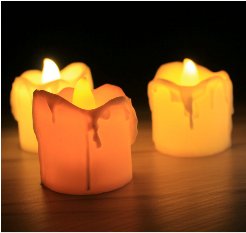 Flickering LED Tealight Candles/Battery Operated Flameless Candles/Dripping Wax LED Tea Lights