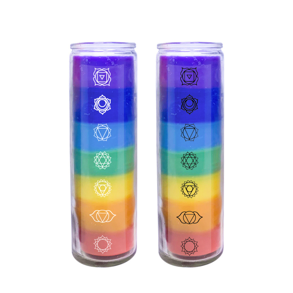 7 color 8 inch Chakra Candles Meditation Mindfulness Spiritual Holistic pillar candle