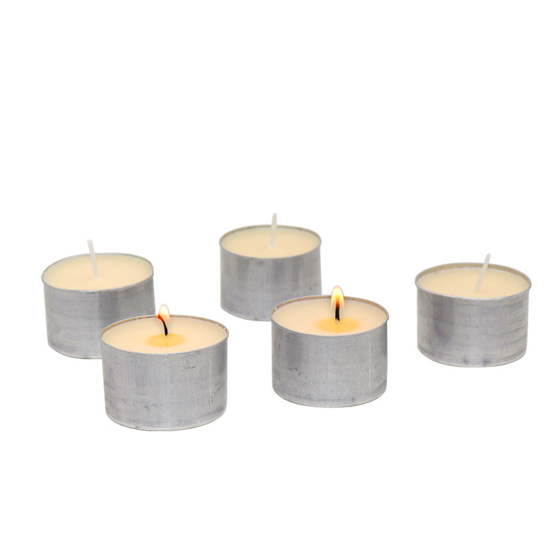 8 hours Unscented white coloured aluminum tea light candle 100 pcs 23g