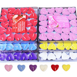 red pink Heart shape wedding decoration parafin wax tea light Candles scent in bulk 50pcs for romantic use