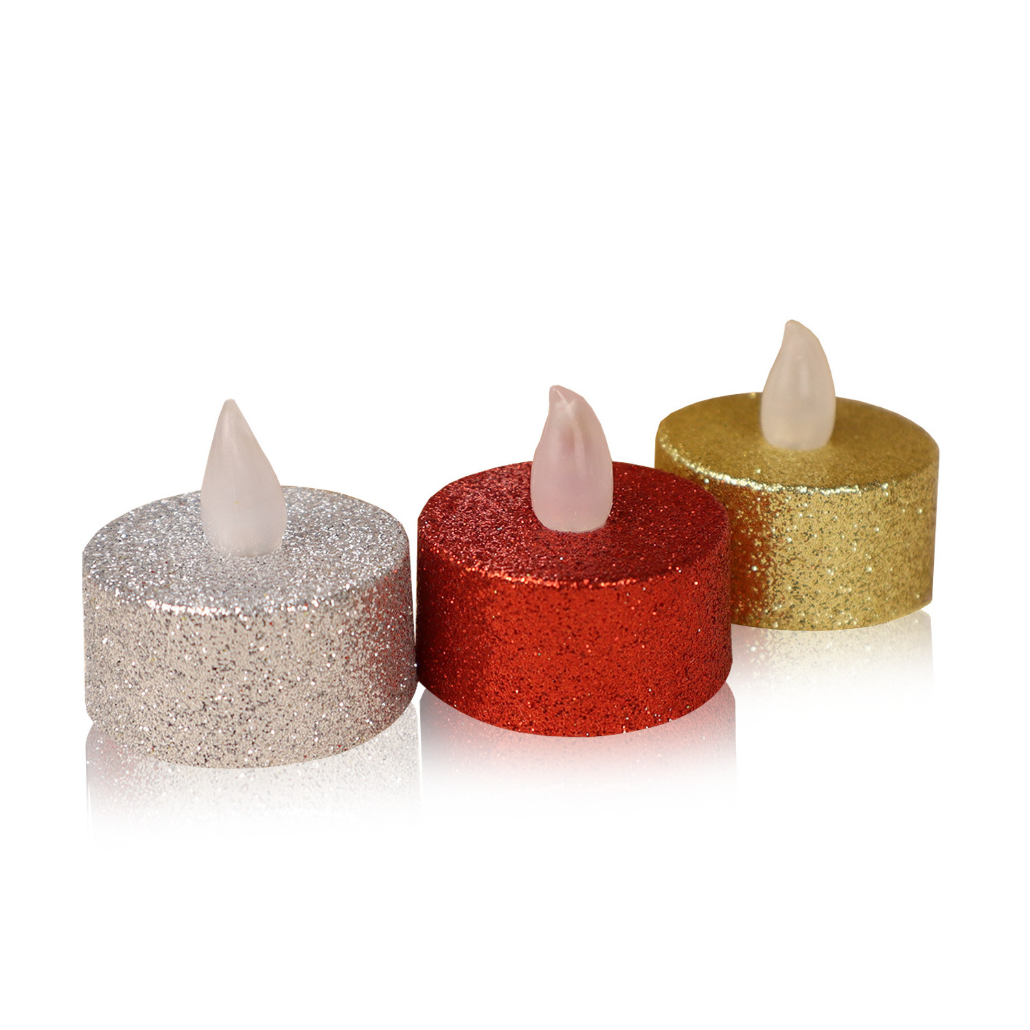 Long Lasting Battery Electric Flameless Votive Led Tealight Candles With Bright Warm Light Sprinkle gold powder