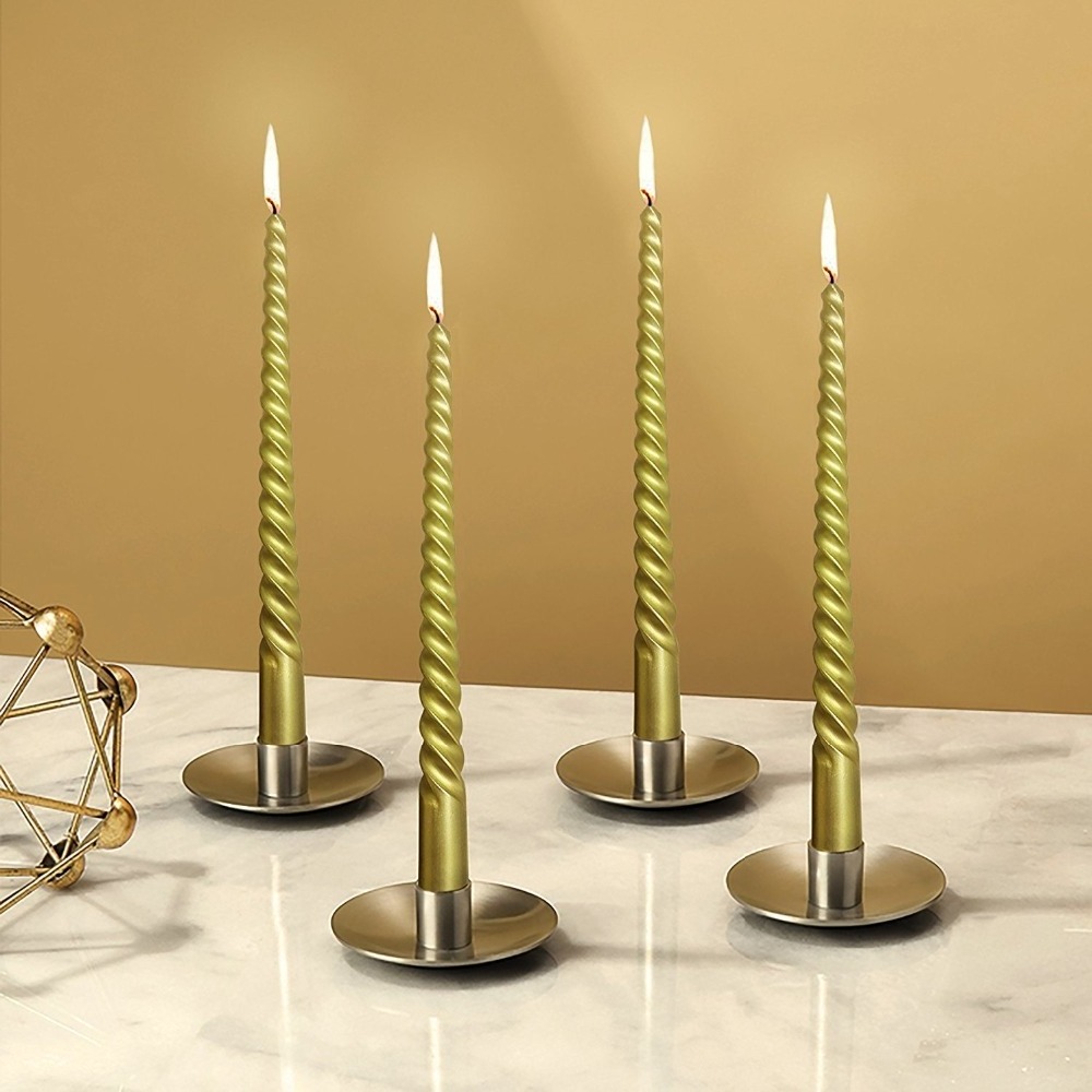 Gold Dinner Dining Table Wedding Spiral Long Candles