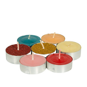 multi colored fragrance tealight candle with transparent holder