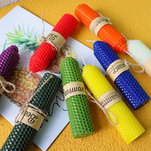 Multi-Colored Taper Candle Hand-Rolled Beeswax Spell Pillar Candles For Spell and Dinner