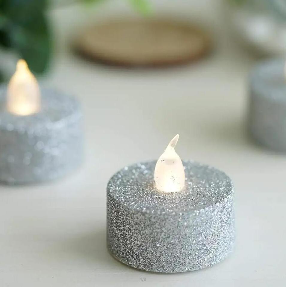 Long Lasting Battery Electric Flameless Votive Led Tealight Candles With Bright Warm Light Sprinkle gold powder