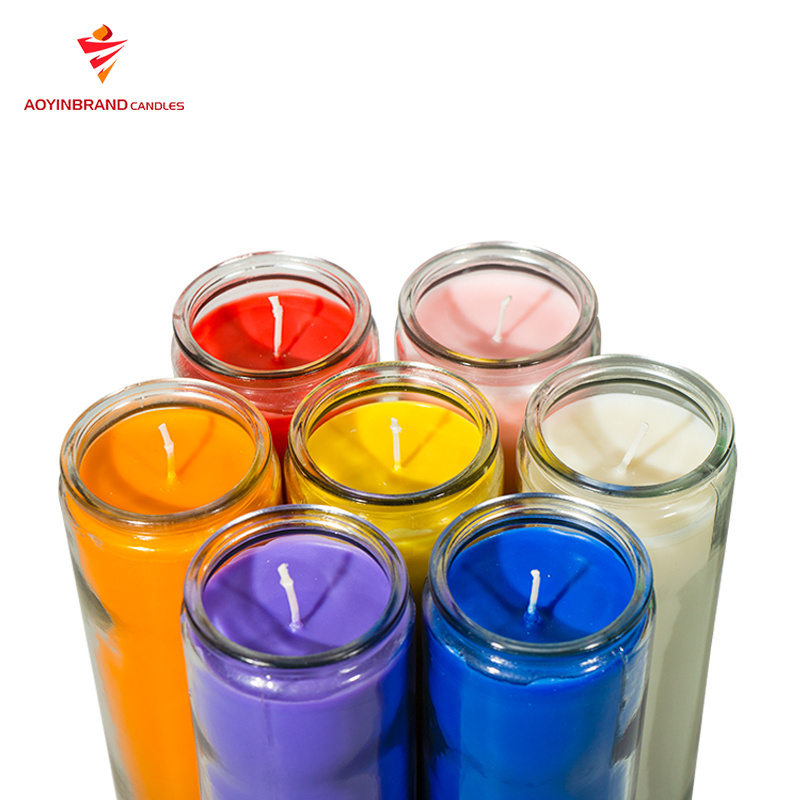 8 inches color wax 7 day spiritual candles wholesale bulk with long burning