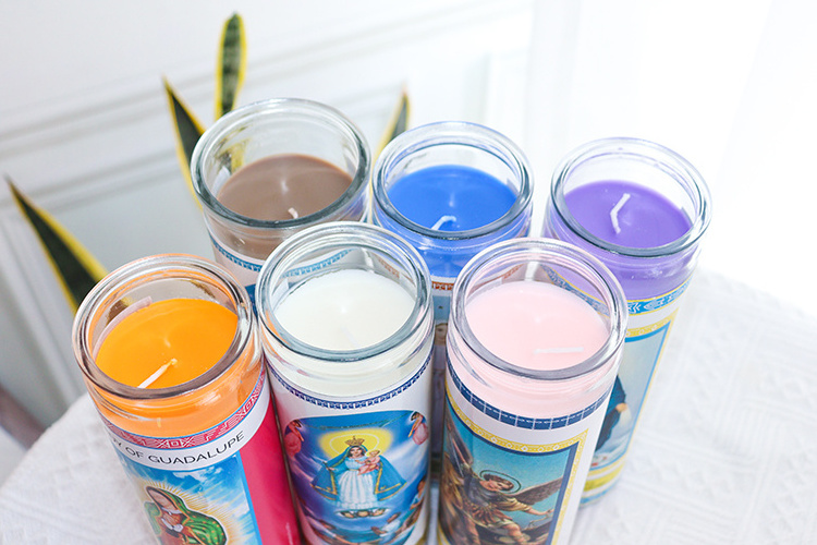 8 inches color wax 7 day spiritual candles wholesale bulk with long burning