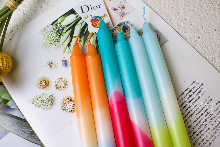 Wholesale handmade colorful neon dip dye Multicolor candles in the set