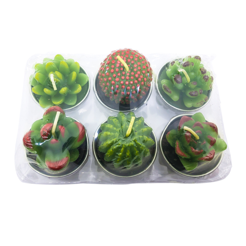 Gift Candle Set 6 Pcs Mini Cactus Tealight Succulent Candles