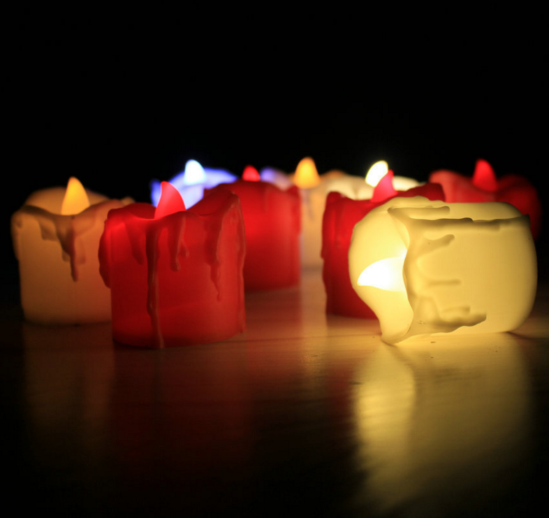 Flickering LED Tealight Candles/Battery Operated Flameless Candles/Dripping Wax LED Tea Lights