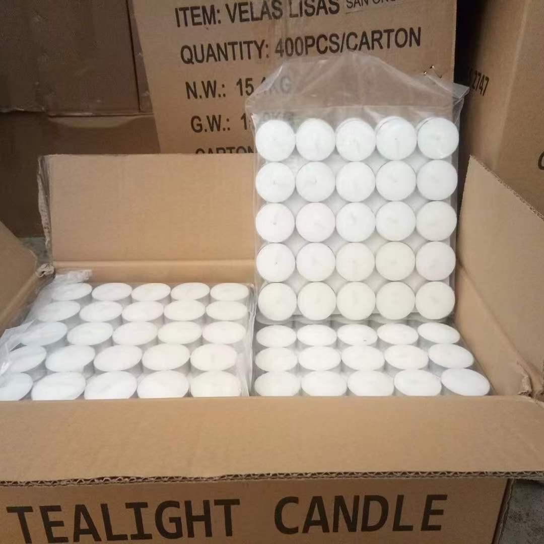 candle factory wholesale manufacture  tea candle light  wax 100/Pkg White  tealight candle