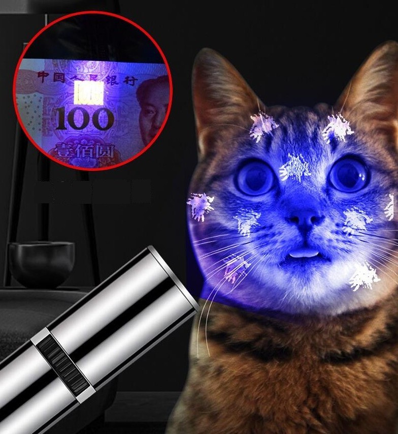 3 IN 1 Red Light Pointer Pen USB Charging Cat Laser Pen 4 Patterns Interactive Laser Cat Toy with LED Flash Light and UV light