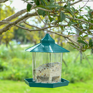 Wild Bird Feeder Garden Fashion hexagonal pavilion bird feeder Feeding Outdoor waterproof hanging automatic feeding feeder