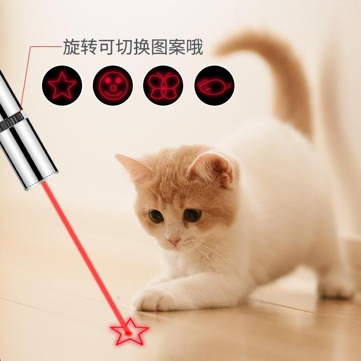 3 IN 1 Red Light Pointer Pen USB Charging Cat Laser Pen 4 Patterns Interactive Laser Cat Toy with LED Flash Light and UV light