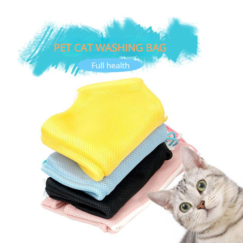 Mesh Cat Grooming Bath Bag Cat Supplies Trimming Injecting Anti Scratch Bite Restraint Washing Bags For Pet Bathing